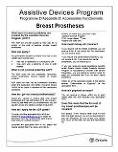 Image of the cover of publication titled  Assistive Devices Program: Breast Prostheses