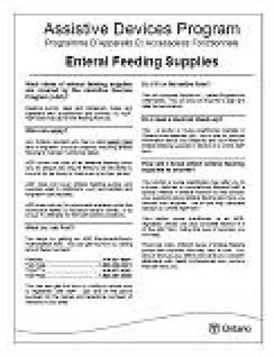 Image of the cover of publication titled  Assistive Devices Program: Enteral Feeding Supplies