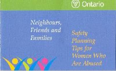 Image of the cover of publication titled  Neighbours, Friends and Families - Safety Planning Tips for Women Who are Abused