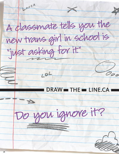 Image of the cover of publication titled 26 - A classmate tells you that new trans girl in school is 