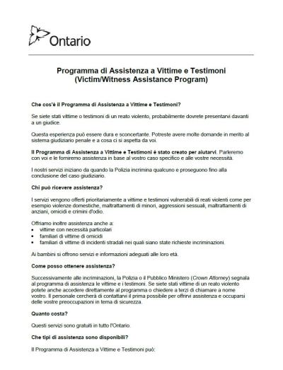 Image of the cover of publication titled  Victim/Witness Assistance Program