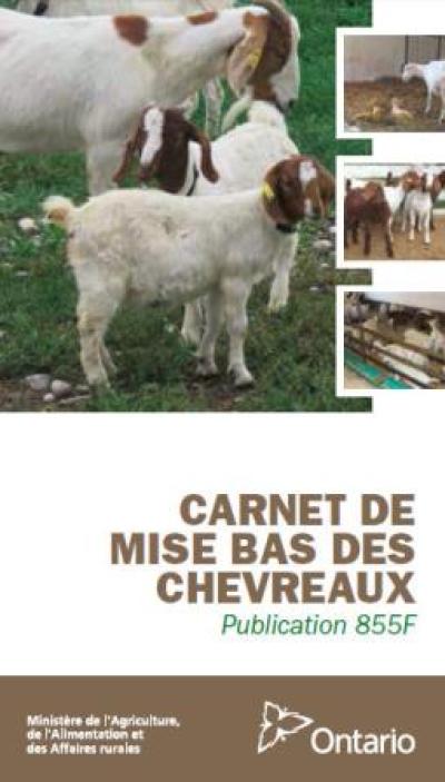 Image of the cover of publication titled  Publication 855F: Carnet de mise bas des chevreaux.