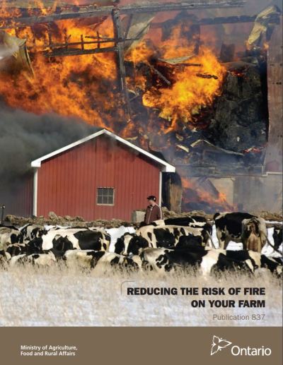 Image of the cover of publication titled  Reducing the Risk of Fire on your Farm, Publication 837