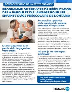 Programme de services de rééducation de la parole et du langage pour ...