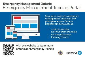 Image de la couverture de la publication intitulée Postcard: Emergency Management Ontario – Emergency Management Training Portal 2023