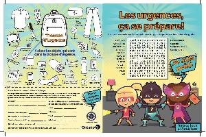 Image of the cover of publication titled  Booklet: Cahier : Livre à colorier pour enfants – Les urgences, ça se prépare! 2023