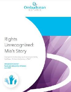 Image of the cover of publication titled  "Rights Unrecognized : Mia