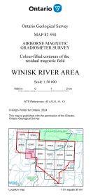 Image of the cover of publication titled    Airborne magnetic gradiometer survey, colour-filled contours of the residual magnetic field, Winisk River area (Map 82 547)