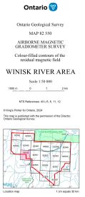 Image of the cover of publication titled     Airborne magnetic gradiometer survey, colour-filled contours of the residual magnetic field, Winisk River area (Map 82 545)