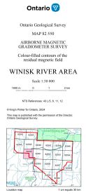 Image of the cover of publication titled    Airborne Magnetic Gradiometer Survey, Shaded Colour Image of the First Vertical Derivative of the Residual Magnetic Field and Keating Correlation Coefficients, Winisk River Area (Map 82 561)