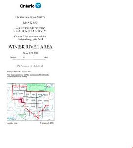 Image of the cover of publication titled    Airborne Magnetic Gradiometer Survey, Shaded Colour Image of the First Vertical Derivative of the Residual Magnetic Field and Keating Correlation Coefficients, Winisk River Area (Map 82 564)