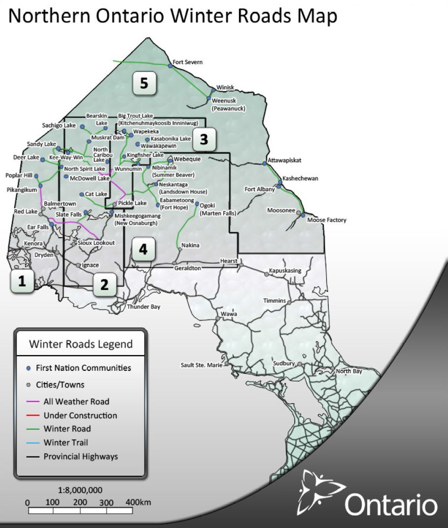 Road Map Of Northern Ontario Northern Ontario Winter Roads – Publications Ontario