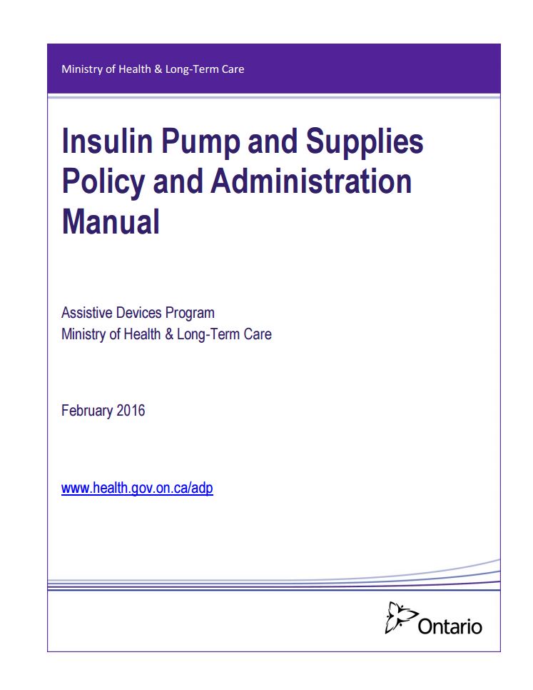 Insulin Pump and Supplies Policy and Adm Publications Ontario