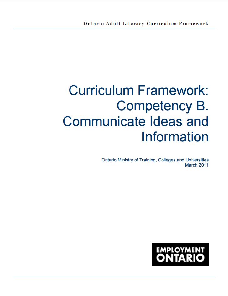 Curriculum Framework: Competency B. Comm – Publications Ontario