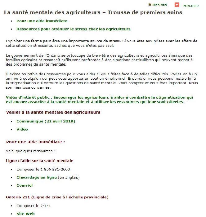 La Sante Mentale Des Agriculteurs Trousse De Premiers Soins Publications Ontario